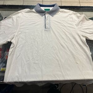 Southern Tide Club Polo Striped Colar Pima Cotton Size Large White